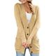 Reukree Womens Winter Cardigan Open Front Cardigan Button Down Cardigan with Pockets Casual Jumper Oversized Jumper Cable Knit Cardigan Beige Small