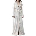 DSNOW Ladies Winter Flannel Dressing Gown Fleece Nightwear Bathrobe Beige M