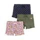 Simple Joys by Carter's Baby-Mädchen 3-Pack Knit Shorts, Jeans Punkte/Olivgrün Herzen/Rosa Floral, 2 Jahre (3er Pack)