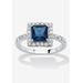 Women's Simulated Birthstone and Crystal Halo Ring in Sterling Silver by PalmBeach Jewelry in September (Size 9)