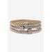 Women's 3-Piece Tritone Stretch Bracelet (5.5mm), Round Crystal in Goldtone by PalmBeach Jewelry in Gold