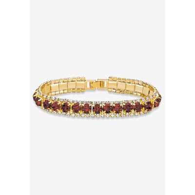 Women's Gold Tone Tennis Bracelet (10mm), Round Birthstones and Crystal, 7" by PalmBeach Jewelry in January