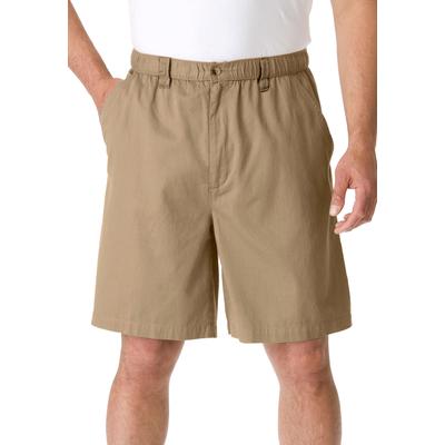 Men's Big & Tall Knockarounds® 8" Full Elastic Plain Front Shorts by KingSize in Khaki (Size L)