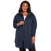 Plus Size Women's Fleece Zip Hoodie Jacket by Roaman's in Navy (Size 6X)