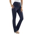 Plus Size Women's Straight-Leg Comfort Stretch Jean by Denim 24/7 in Indigo Wash (Size 44 W) Elastic Waist Denim