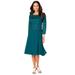 Plus Size Women's Embellished Lace & Chiffon Dress by Roaman's in Deep Lagoon (Size 14 W) Formal Evening