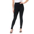 Plus Size Women's Rhinestone And Pearl Legging by Roaman's in Black Embellishment (Size 14/16) Embellished Sparkle Jewel Stretch Pants
