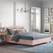 Red Barrel Studio® Tufted Low Profile Platform Bed Upholstered/Metal/Polyester in Pink | 41 H x 74 W x 87 D in | Wayfair