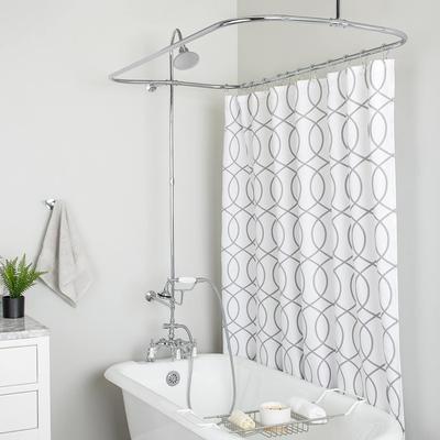 Randolph Morris 54 Inch Deck Mount Clawfoot Tub Shower Enclosure with Downspout Faucet and Watering Can Shower Head RM732WC