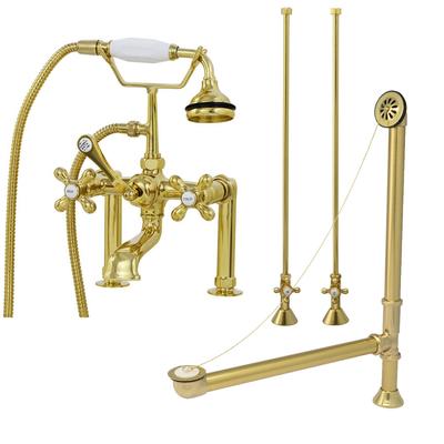 Randolph Morris Clawfoot Tub Rim Mount English Telephone Faucet with Handshower - Drain and Supply Lines Complete Set RM462DMCSPB