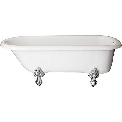 Restoria Bathtub Monarch 66 Inch Acrylic Classic Clawfoot Tub - Tub Wall Faucet Drillings 551-C