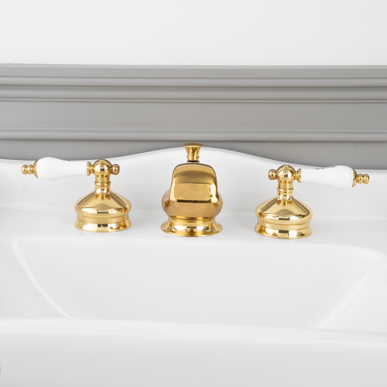 Randolph Morris Widespread Bathroom Sink Faucet - Porcelain Lever Handles RMB325PL-PB