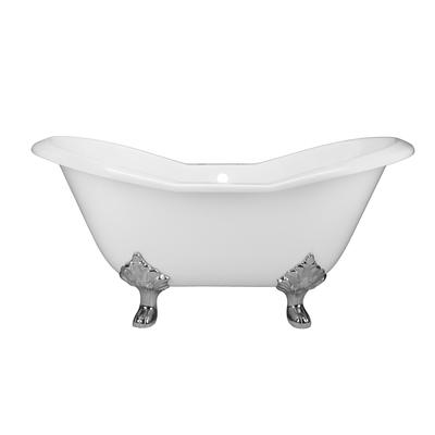 Randolph Morris Grace 61 Inch Cast Iron Double Slipper Tub - Rim Faucet Drillings - Lion Paw Feet RM61DS7LPC