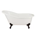 Randolph Morris Adela 62 Inch Cast Iron Slipper Clawfoot Tub - Flat Rim - Rim Faucet Drillings LG60SLF7WSIB