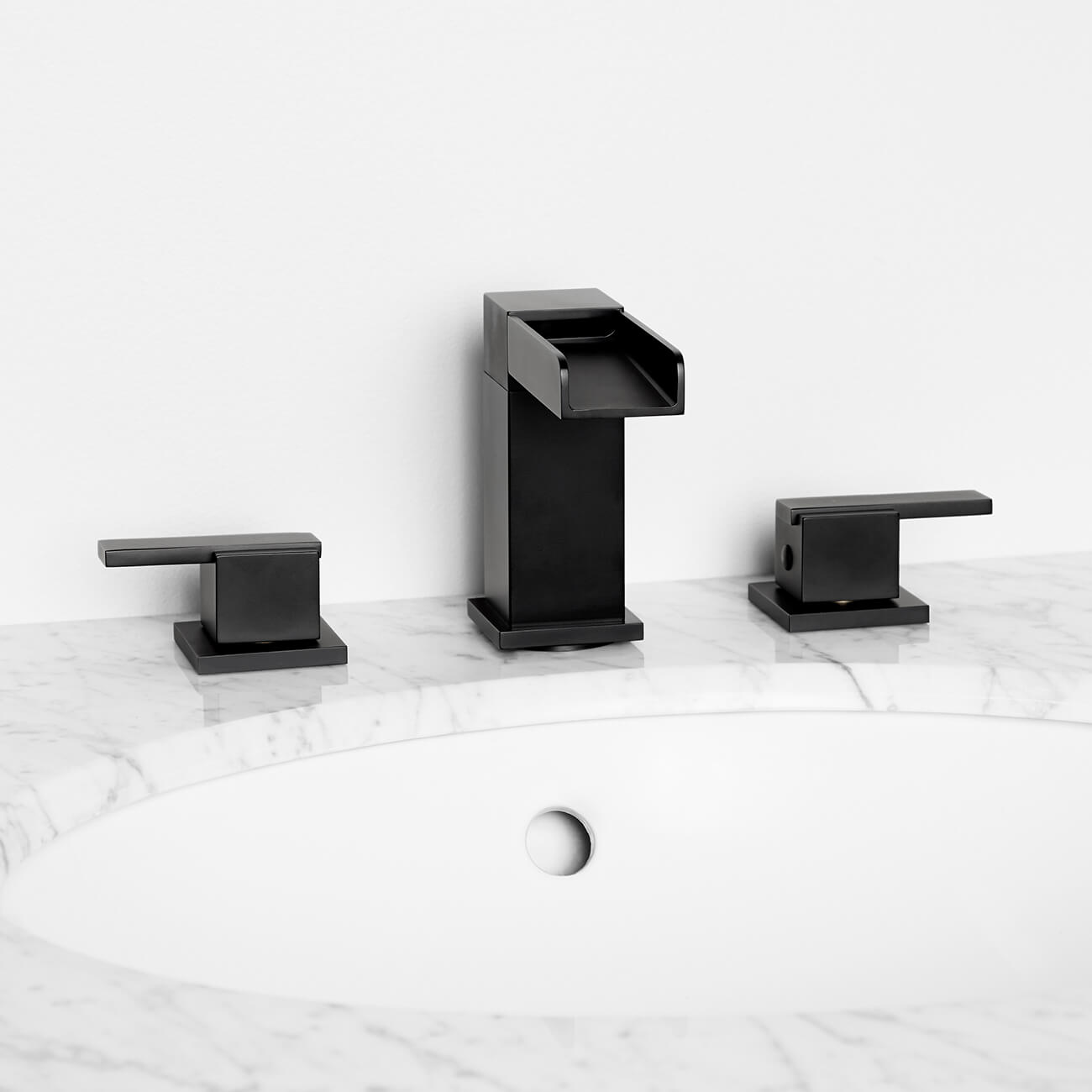 Randolph Morris Waterfall Widespread Bathroom Sink Faucet - Metal Lever Handles RMX113B-MB