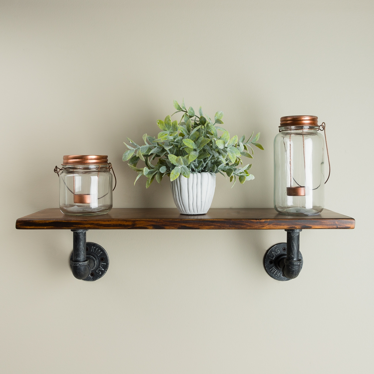 Randolph Morris Industrial Collection Bathroom Shelf - Solid Wood Red Oak / Metal RMVSHELF-BR