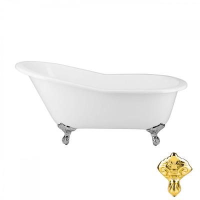 Randolph Morris Mila 58 Inch Vintage Cast Iron Slipper Clawfoot Tub - No Faucet Drillings RM58SL0PB