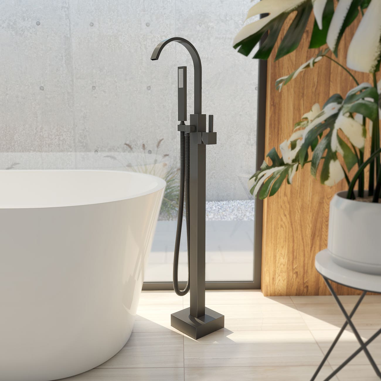 Randolph Morris Contemporary Freestanding Gooseneck Tub Faucet RMBBF-04-MB