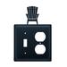 Village Wrought Iron Adirondack 2-Gang Duplex Outlet/Toggle Light Switch Combination Wall Plate in Black | 8 H x 4.63 W x 0.17 D in | Wayfair