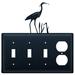 Village Wrought Iron Heron 4-Gang Duplex Outlet/Toggle Light Switch Combination Wall Plate in Black | 8 H x 8.25 W x 0.17 D in | Wayfair ESSSO-133
