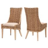 Beachcrest Home™ Romeliat Carole Natural Wicker Side Chair Upholstered/Wicker/Rattan in Gray | 38.5 H x 22.5 W x 25 D in | Wayfair