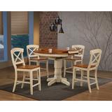 Rosalind Wheeler Paquin 5 - Piece Counter Height Butterfly Leaf Rubber Solid Wood Dining Set Wood in White/Brown | 36 H in | Wayfair