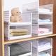 Set of 4 Stackable Wardrobe Storage Box Organizer, Plastic White Wardrobe Shelves Closet Organiser Box, Pull Out Like a Drawer, Suitable for Home, Bedroom, Kitchen