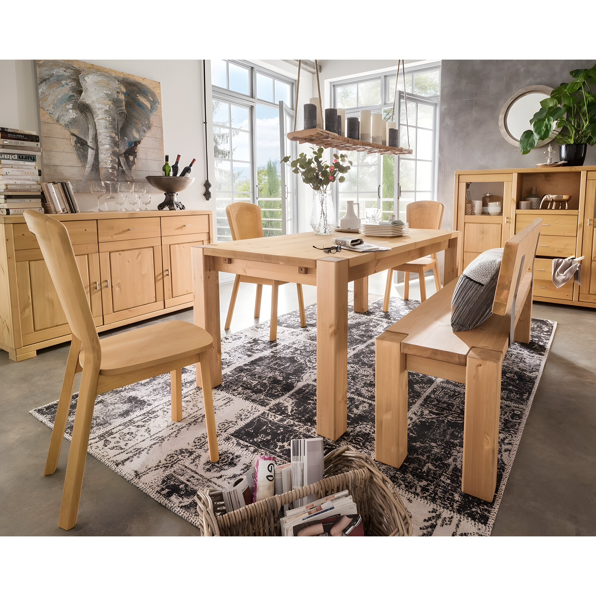 MassivHolz »Vita« Sitzbank natur mit Rückenlehne / 160 cm