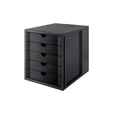 HAN Schubladenbox SYSTEMBOX KARMA, DIN A4, 5 geschlossene Schubladen, öko-schwarz