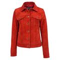 Womens Red Suede Trucker Jacket American Western Denim Biker Style - Marisa (10)