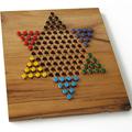 CHINESE CHECKERS, family strategy board game, 2 to 6 players. Solid acacia wood eco-friendly and CE standards. Dimensions 10x11 inch. brand : le Délirant®, wooden travel games with reclosable board.