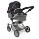 Bayer Chic 2000 - 59526 - Puppenwagen Mika, 2in1 Kombipuppenwagen für Kinder von 4 bis 8 Jahren, Melange grau-Navy, 47cm-80cm