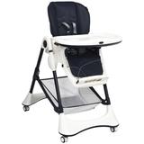 Costway A-Shaped High Chair with 4 Lockable Wheels-Navy