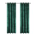 Aspire Homeware Emerald Green Eyelet Curtains 90x90 (2 Panels) with Tie Backs - Fully Lined Velvet Curtains for Bedroom, Window Curtain for Living Room (228cm x 228cm)