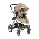 Costway Folding Aluminum Baby Stroller Baby Jogger with Diaper Bag-Beige