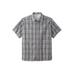 Men's Big & Tall Short-Sleeve Plaid Sport Shirt by KingSize in Black Plaid (Size 3XL)