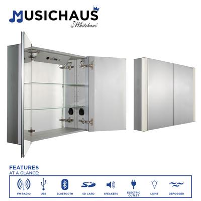 Whitehaus Collection Musichaus Two Door Medicine Cabinet with Speakers - Aluminum WHFEL7089-S