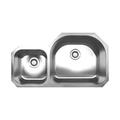 Whitehaus Collection Double Bowl Undermount Kitchen Sink- No Faucet Drillings - Brushed Stainless Steel WHNDBU3721