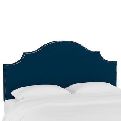 Microsuede Nail Button Botched Headboard by Skyline Furniture in Premier Navy (Size TWIN)
