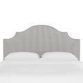 Stripe Nail Button Notched Headboard by Skyline Furniture in Oxford Stripe Charcoal (Size FULL)