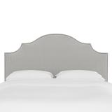 Stripe Nail Button Notched Headboard by Skyline Furniture in Oxford Stripe Charcoal (Size FULL)