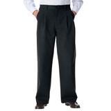 Men's Big & Tall Wrinkle-Free Double-Pleat Pant with Side-Elastic Waist by KingSize in Black (Size 60 38)