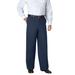 Men's Big & Tall WRINKLE-FREE PANTS WITH EXPANDABLE WAIST, WIDE LEG by KingSize in Navy (Size 46 40)