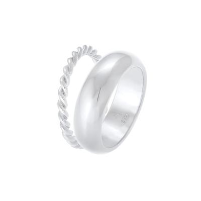 Elli PREMIUM - Bandring 2er Set Basic Twisted Gedreht 925 Silber Ringe 1 ct Damen