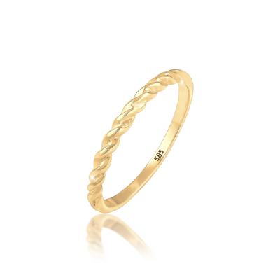 Elli PREMIUM - Basic Geo Twisted Gedreht Bandring 585 Gelbgold Ringe 1 ct Damen