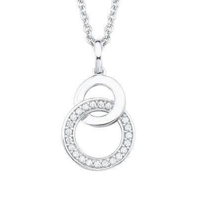 s.Oliver - Kette mit Anhänger für Damen, 925 Sterling Silber, Zirkonia synth. Ketten 1 ct Weiss