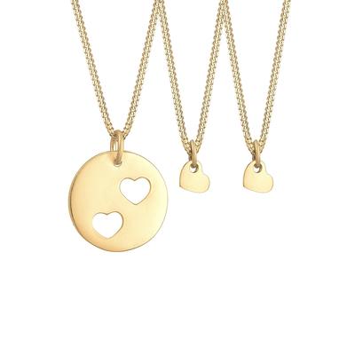 Elli Ketten Trio Herz Mutter Kind Cut Out 925er Silber goldfarben Damen