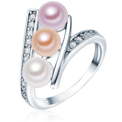 Valero Pearls Ohrstecker Sterling Silber Zirkonia Süßwasser-Zuchtperle in 58 Damen Image