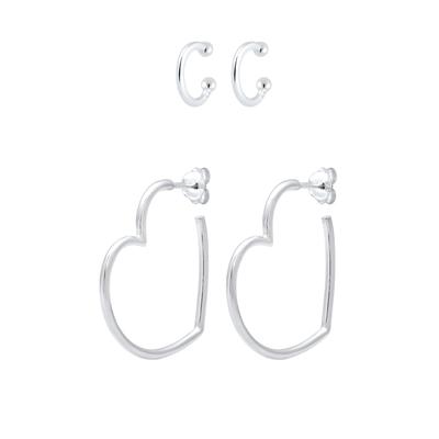 Elli - Creolen Earcuff Herz Liebe 2er Set 925 Silber 1 ct Damen (59.99 € / 1 ct)