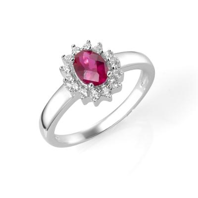 Smart Jewel Ring zauberhaft, farbiger Stein und weiße Zirkonia, Silber 925 56 Rot Damen Image